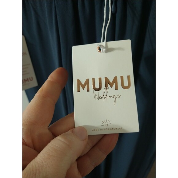 NEW Show Me Your Mumu Jenn Maxi Dress Small Steel Blue Chiffon Bridesmaid - Picture 6 of 8